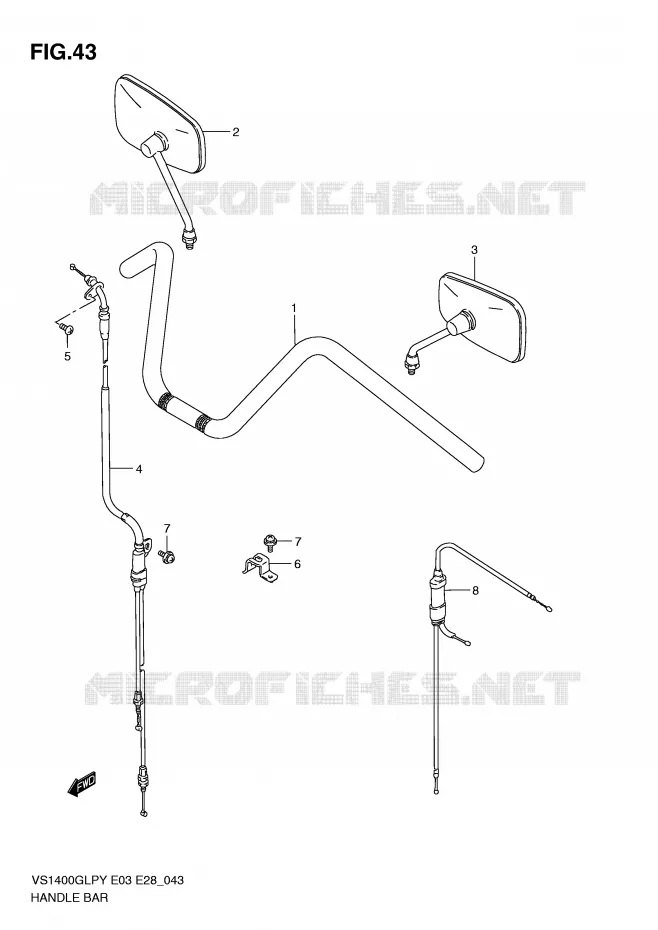 GUIDON (MODELE T/V/W/X) Suzuki MOTO 1400 INTRUDER 2000  VS1400GLPY(E3/E28)
