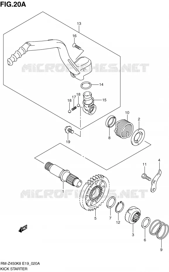 KICK (RM-Z450L0/L1) Suzuki MOTO 450 RM-Z 2012  RM-Z450L1(E19)