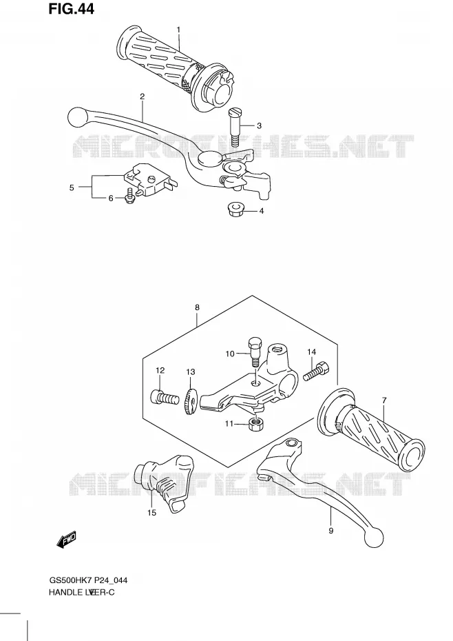 LEVIERS - POIGNEES (MODEL K7/K8/K9) Suzuki MOTO 500 GS-E 2007  GS500HK7(P24)