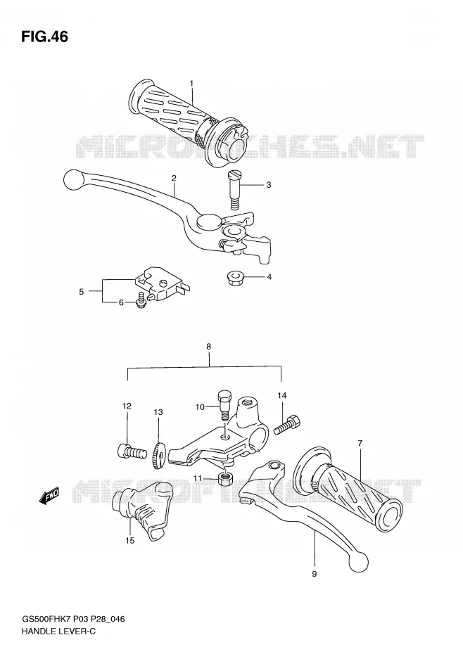 LEVIERS - POIGNEES (MODEL K7/K8/K9) Suzuki MOTO 500 GS-E 2009  GS500HK9(P3)