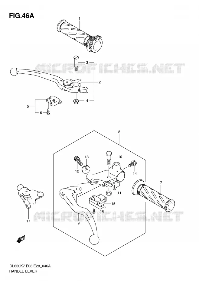 LEVIERS - POIGNEES (MODEL L0) Suzuki MOTO 650 V-STROM 2010  DL650L0(E3/E28)