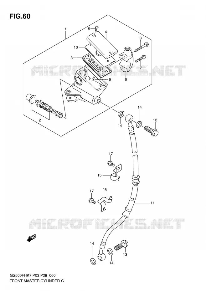 MAITRE CYLINDRE AVANT (GS500FH) Suzuki MOTO 500 GS-E 2008  GS500HK8(P3)