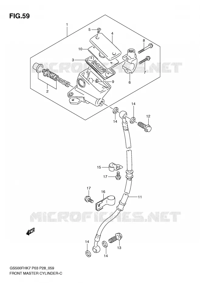 MAITRE CYLINDRE AVANT (GS500H) Suzuki MOTO 500 GS-F 2008  GS500FHK8(P3)