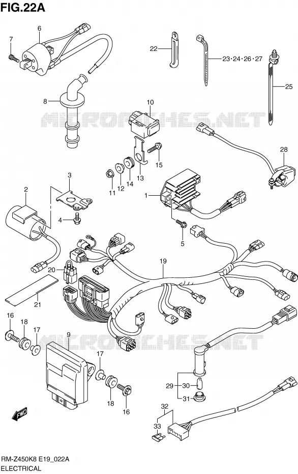 PARTIE ELECTRIQUE (RM-Z450L0) Suzuki MOTO 450 RM-Z 2008  RM-Z450K8(E19)