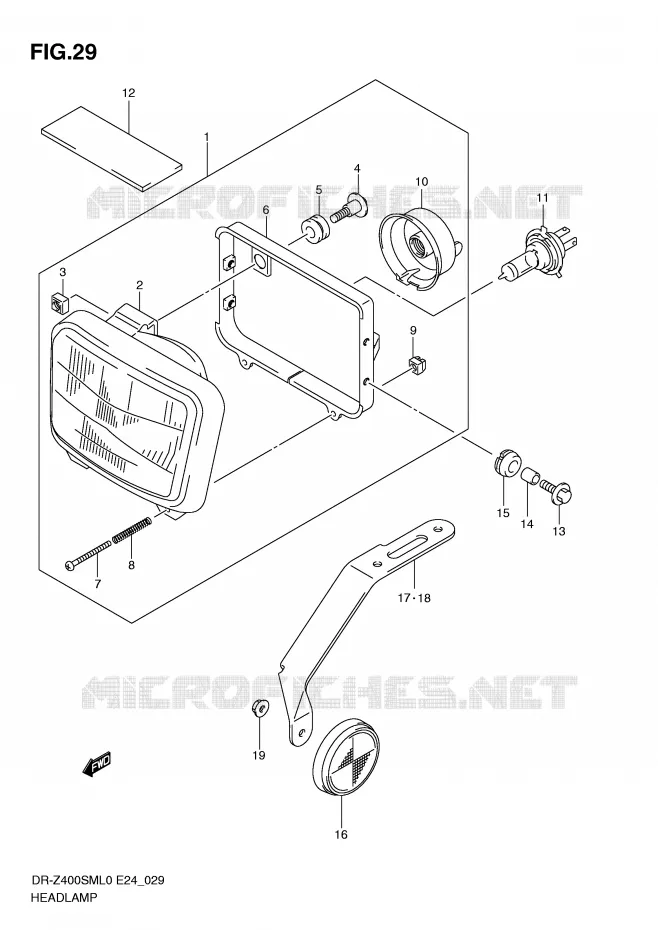 PHARE Suzuki MOTO 400 DR-Z 2010  DR-Z400SML0(E24)