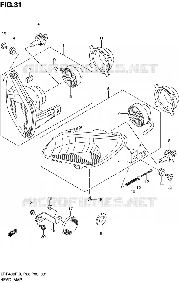 PHARE Suzuki QUAD 400 KINGQUAD 2010  LT-F400FL0(P28/P33)