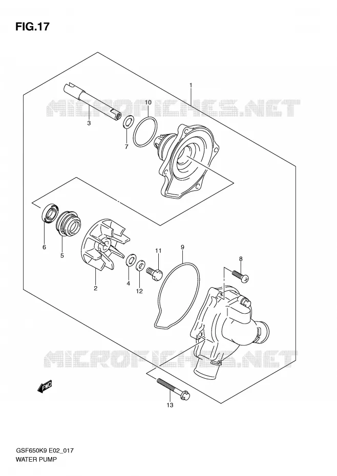 POMPE A EAU Suzuki MOTO 650 BANDIT 2010  GSF650SAL0(E2)