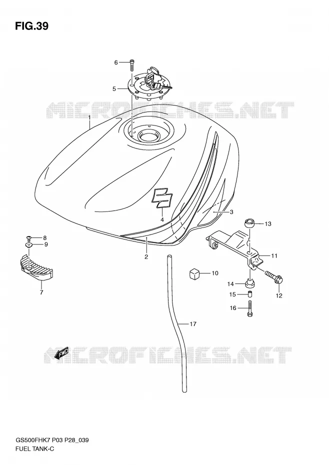 RESERVOIR D'ESSENCE (MODEL K7) Suzuki MOTO 500 GS-E 2008  GS500HK8(P3)