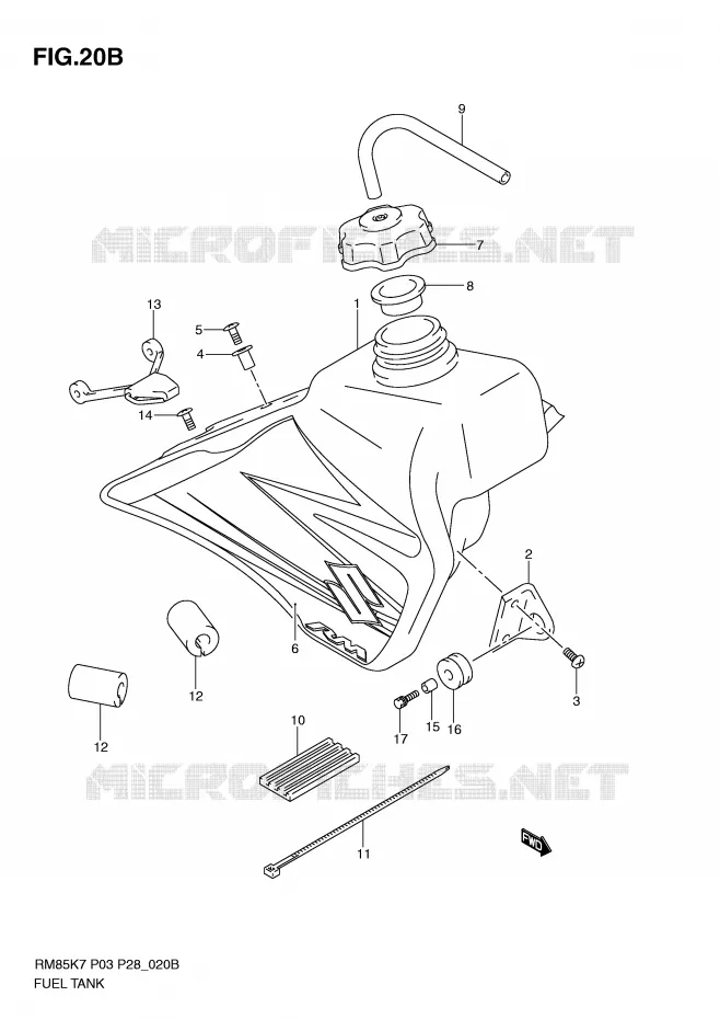 RESERVOIR D'ESSENCE (MODEL K9) Suzuki MOTO 85 RM 2008  RM85K8(P3/P28)