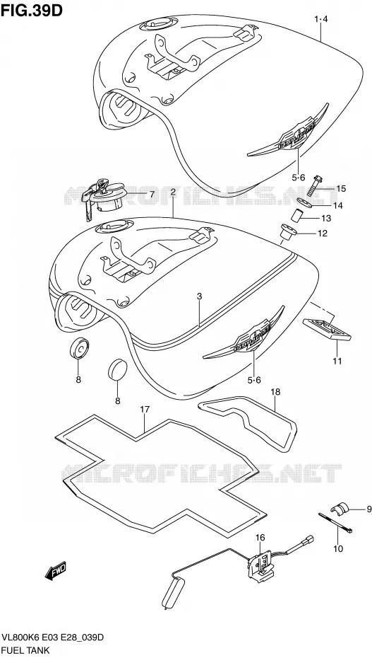 RESERVOIR D'ESSENCE (MODEL L0) Suzuki MOTO 800 INTRUDER 2010  VL800CL0(E3/E28)