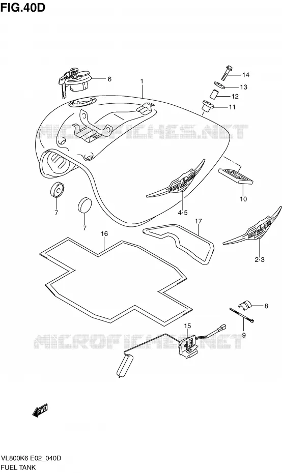 RESERVOIR D'ESSENCE (MODEL L0) Suzuki MOTO 800 VOLUSIA 2008  VL800UEK8(E2)