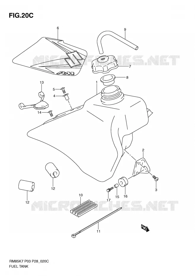 RESERVOIR D'ESSENCE (MODEL L0) Suzuki MOTO 85 RM 2010  RM85L0(P3/P28)