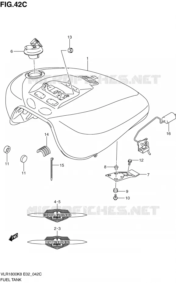 RESERVOIR D'ESSENCE (VLR1800TL0) Suzuki MOTO 1800 INTRUDER 2010  VLR1800UFL0(E2)