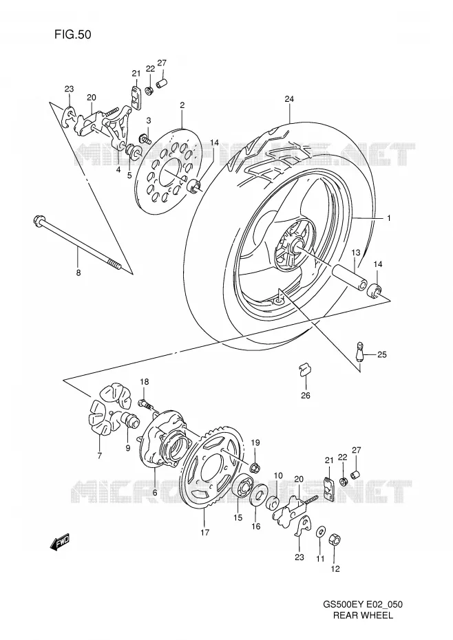 ROUE ARRIERE Suzuki MOTO 500 GS-E 2000  GS500EY(E2)