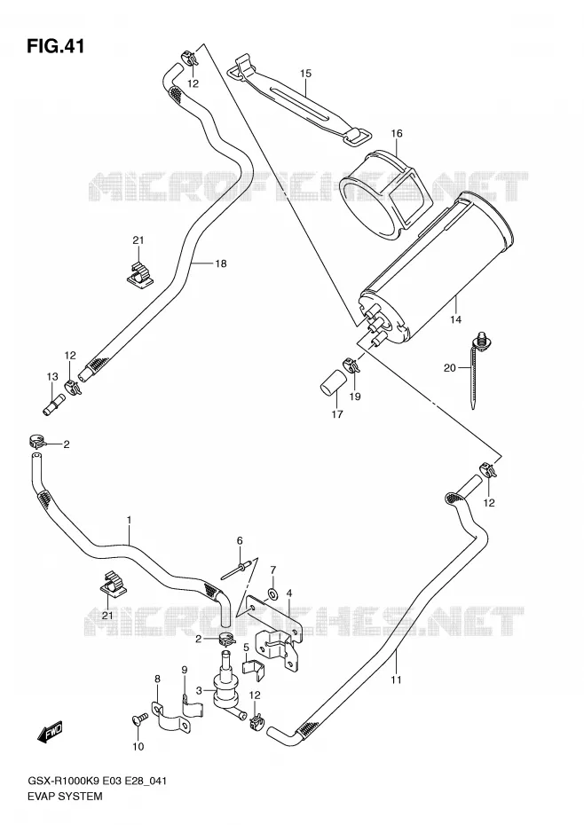 SYSTEME DE RECYCLAGE DES VAPEURS DE CARBURANT (E33) Suzuki MOTO 1000 GSX-R 2009  GSX-R1000K9(E3/E28)