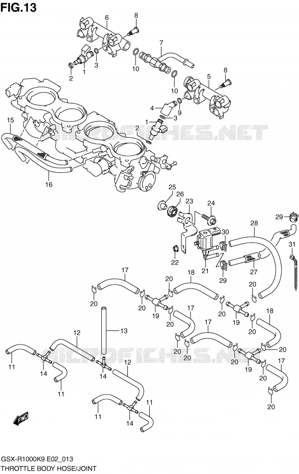 SYSTÈME D'INJECTION Suzuki MOTO 1000 GSX-R 2009  GSX-R1000UFK9(E2)