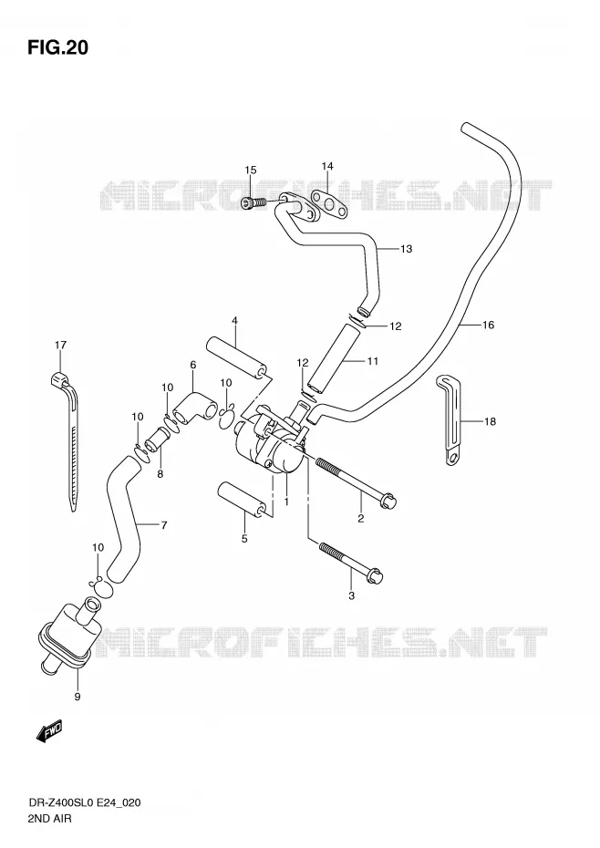 SYSTEME RECYCLAGE GAZ ECHAPPEMENT Suzuki MOTO 400 DR-Z 2010  DR-Z400SL0(E24)