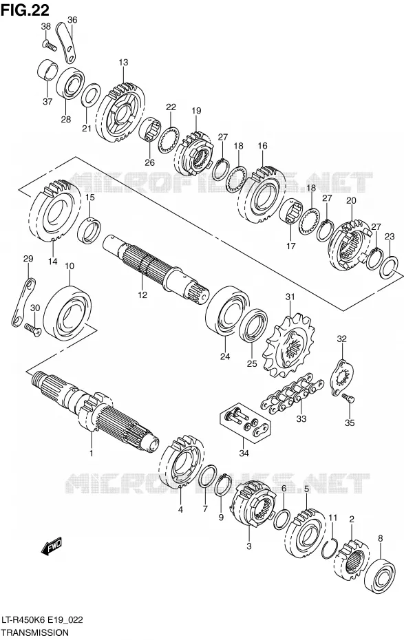 TRANSMISSION (MODEL K6/K7) Suzuki QUAD 450 QUADRACER 2009  LT-R450ZK9(E19)