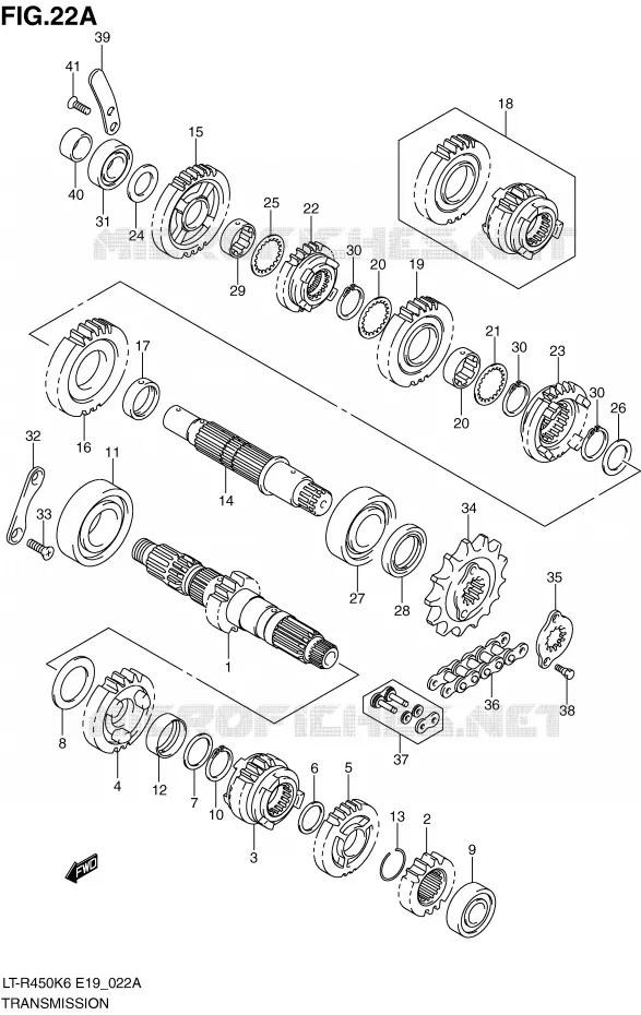 TRANSMISSION (MODEL K8/K9/L0) Suzuki QUAD 450 QUADRACER 2008  LT-R450K8(E19)