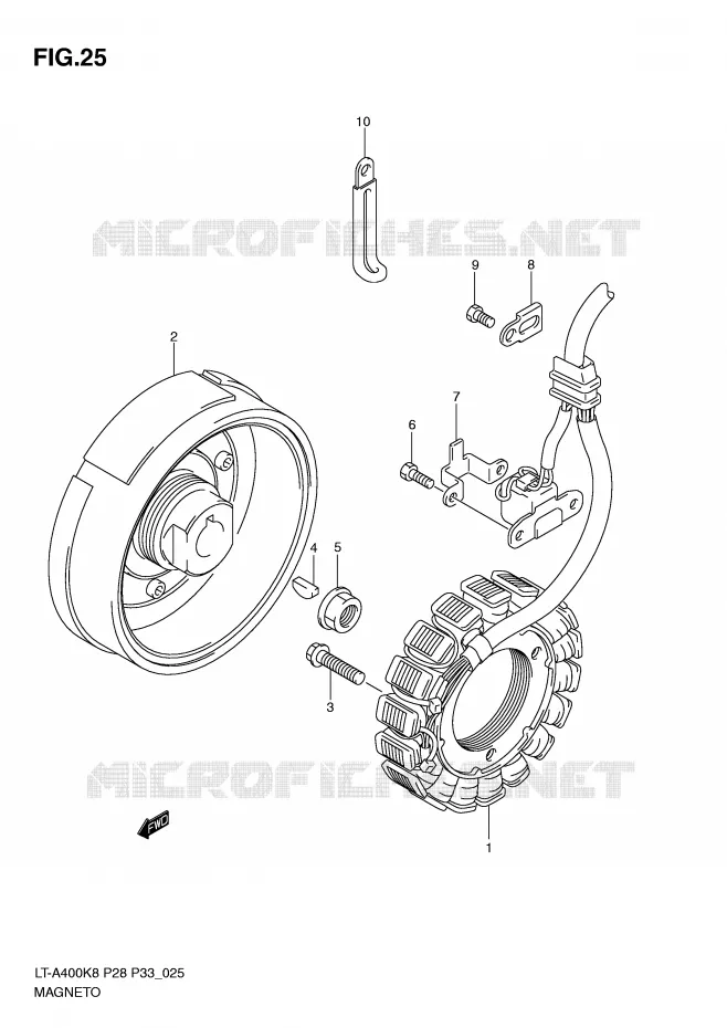 ALLUMAGE ROTOR - STATOR (MODEL K8/K9) Suzuki QUAD 400 EIGER 2008  LT-A400K8(P28/P33)