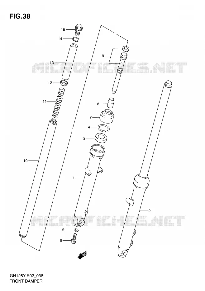AMORTISSEUR AVANT Suzuki MOTO 125 GN 1998  GN125EW(E2)
