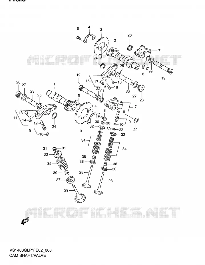 ARBRE A CAMES - SOUPAPES Suzuki MOTO 1400 INTRUDER 2002  VS1400GLPK2(E2)
