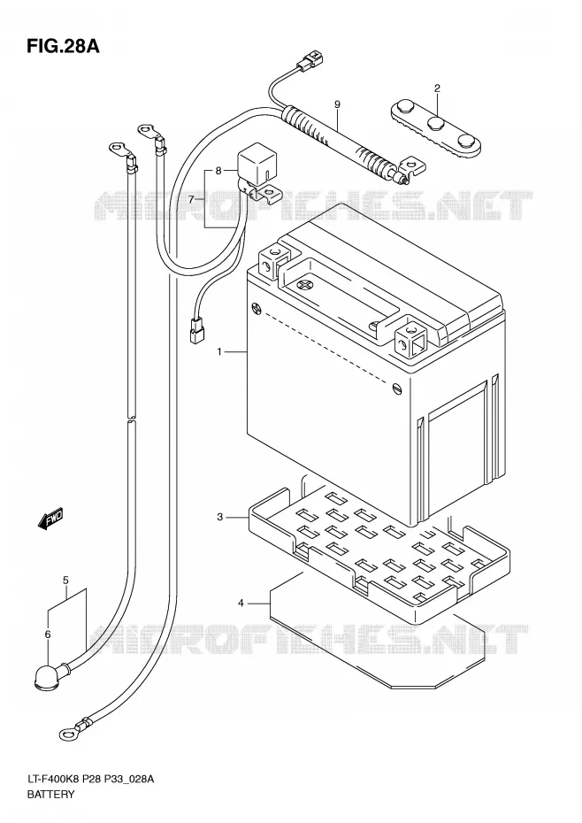 BATTERIE (MODEL L0) Suzuki QUAD 400 KINGQUAD 2010  LT-F400L0(P28/P33)