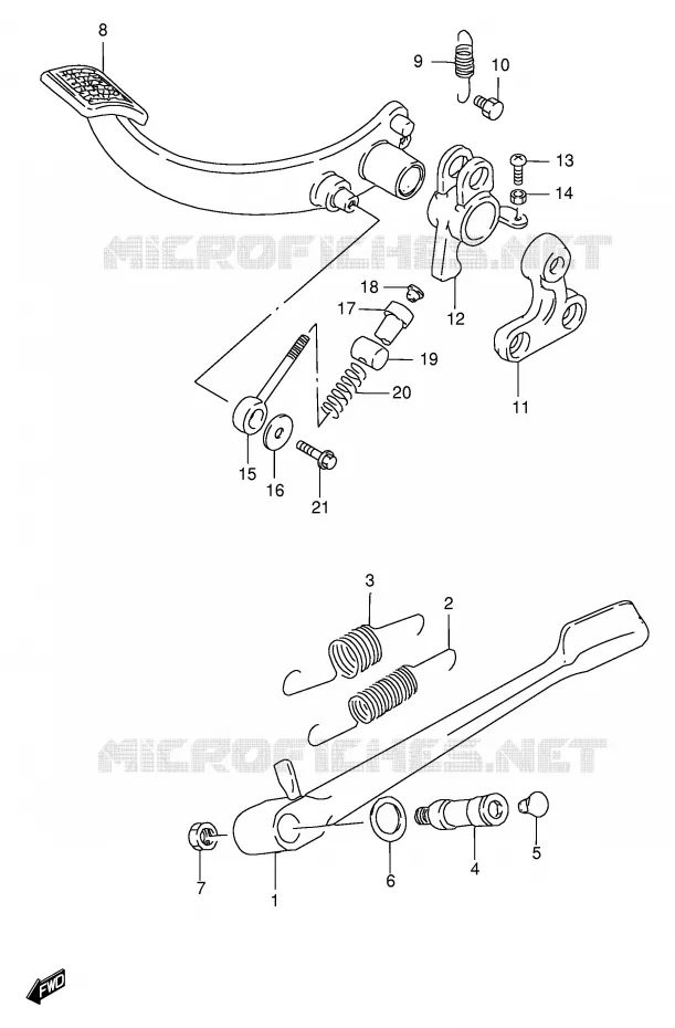 BEQUILLE - PEDALE DE FREIN ARRIERE Suzuki MOTO 1400 INTRUDER 2000  VS1400GLPY(E2)