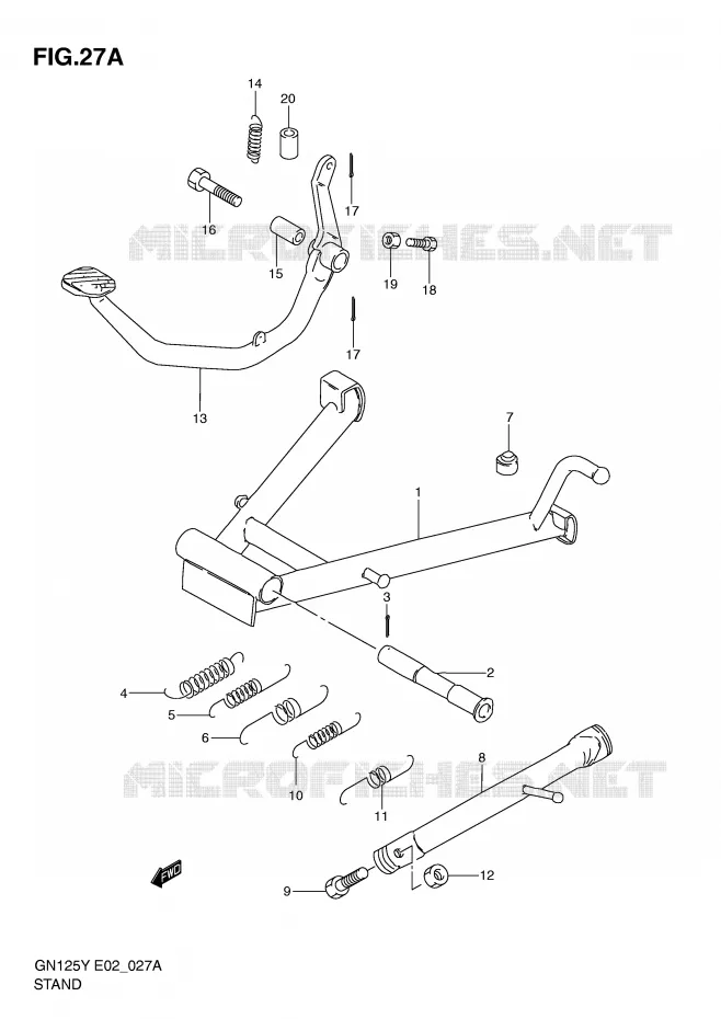 BEQUILLE (MODELE Y/K1) Suzuki MOTO 125 GN 2000  GN125EY(E2)