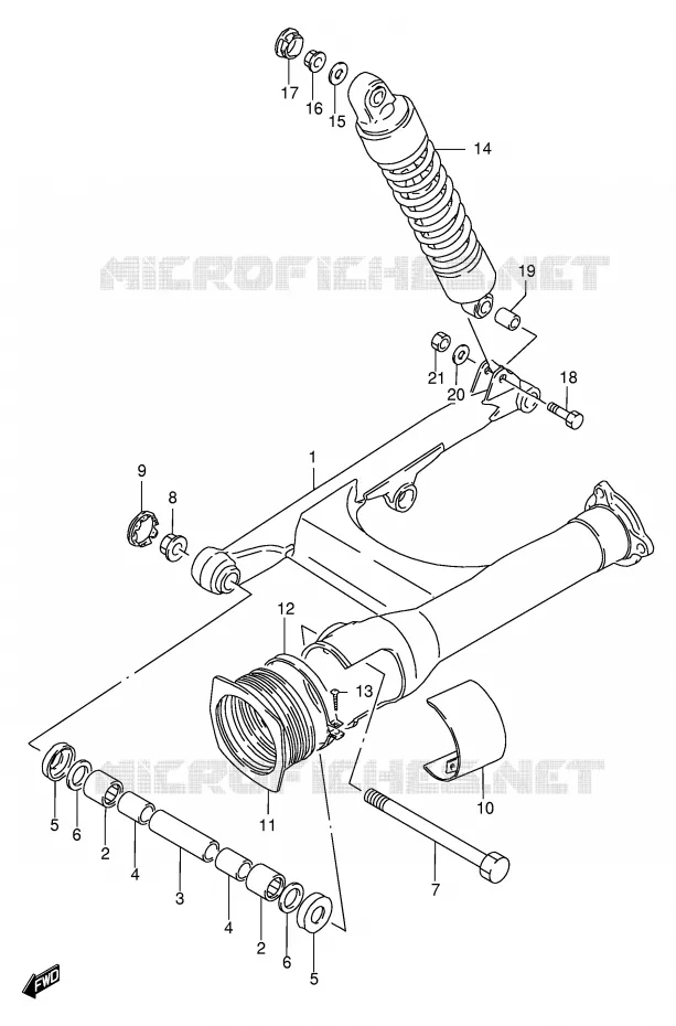 BRAS OSCILLANT ARRIERE (MODELE T/V/W/X/Y) Suzuki MOTO 1400 INTRUDER 2002  VS1400GLPK2(E2)