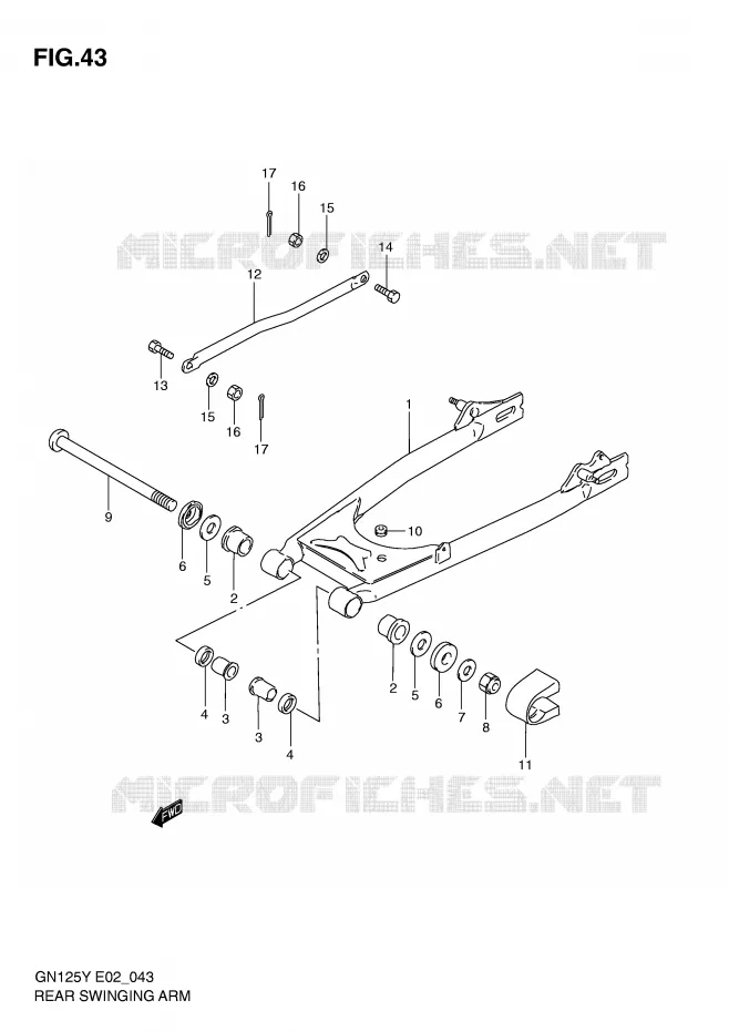 BRAS OSCILLANT ARRIERE Suzuki MOTO 125 GN 1997  GN125EV(E2)