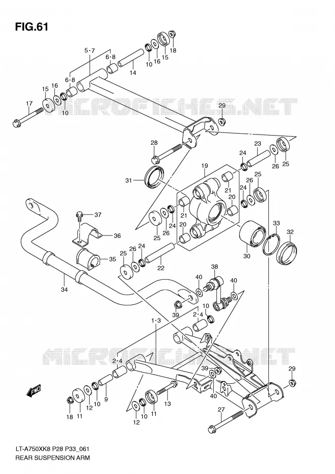 BRAS SUSPENSION ARRIERE Suzuki QUAD 750 KINGQUAD 2008  LT-A750XZK8(P28/P33)