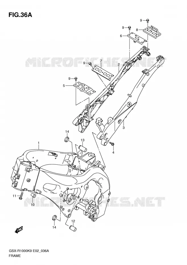 CADRE (MODEL L0) Suzuki MOTO 1000 GSX-R 2010  GSX-R1000L0(E2)