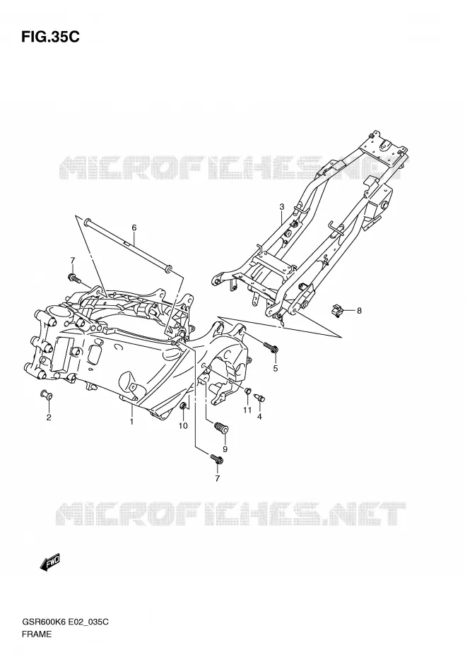 CADRE (MODEL L0) Suzuki MOTO 600 GSR 2009  GSR600AK9(E2)