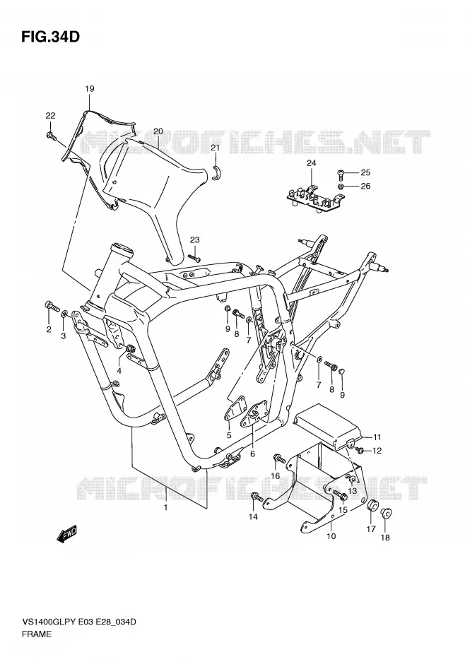 CADRE (MODELE K2/K3) Suzuki MOTO 1400 INTRUDER 2000  VS1400GLPY(E3/E28)