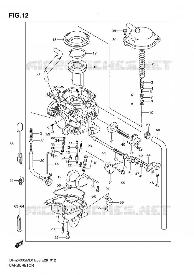 CARBURATEUR Suzuki MOTO 400 DR-Z 2010  DR-Z400SML0(E3/E28)