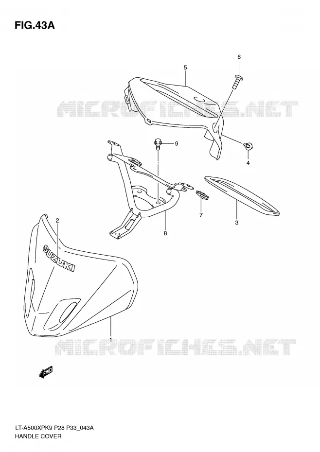 CARENAGE DE GUIDON (MODEL L0) Suzuki QUAD 500 KINGQUAD 2010  LT-A500XPL0(P28/P33)