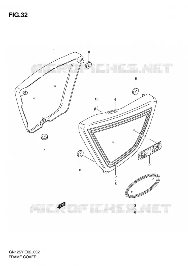 CARENAGES ARRIERE  (MODELE V/W) Suzuki MOTO 125 GN 1999  GN125X(E4)