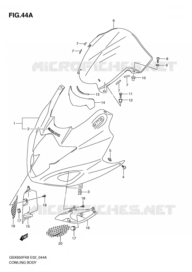 CARENAGES (MODEL L0) Suzuki MOTO 650 GSX-F 2009  GSX650FAK9(E2)