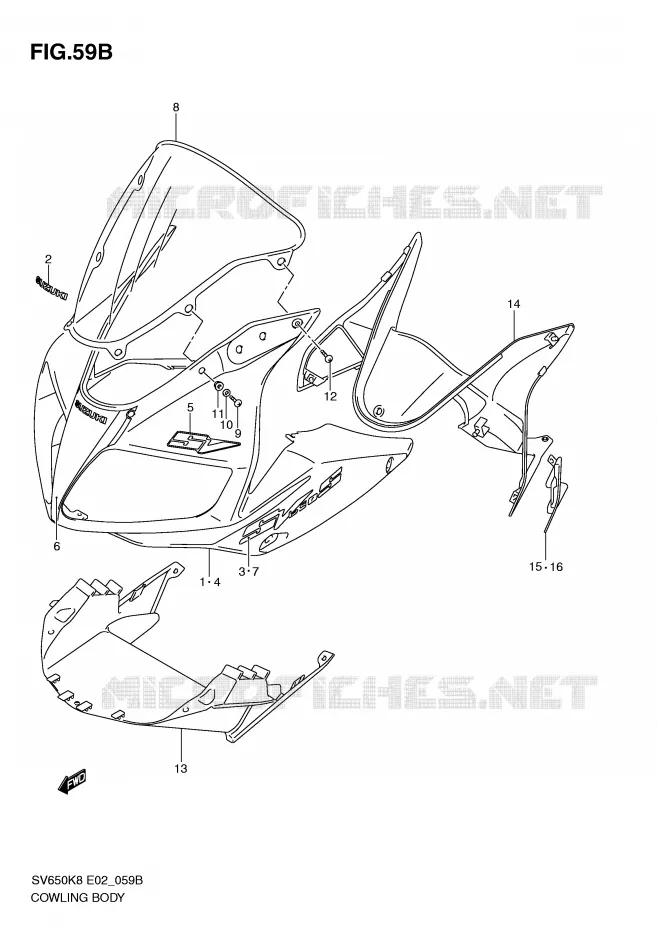 CARENAGES (MODEL L0) Suzuki MOTO 650 SV 2008  SV650SUK8(E2)