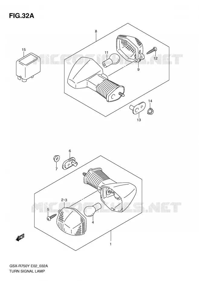 CLIGNOTANTS (MODELE K2/K3) Suzuki MOTO 750 GSX-R 2002  GSX-R750U2K2(E2)