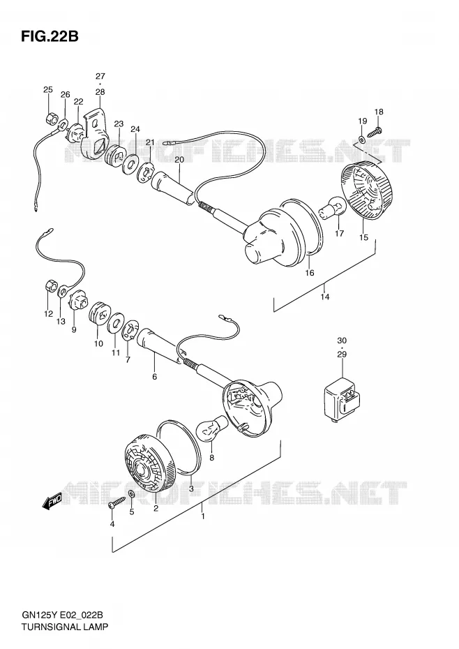 CLIGNOTANTS (MODELE V/W/X/Y/K1 E1,E30) Suzuki MOTO 125 GN 1999  GN125UX(E2)