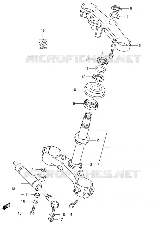 COLONNE DE DIRECTION (P37) Suzuki MOTO 750 GSX-R 2002  GSX-R750K2(E2)