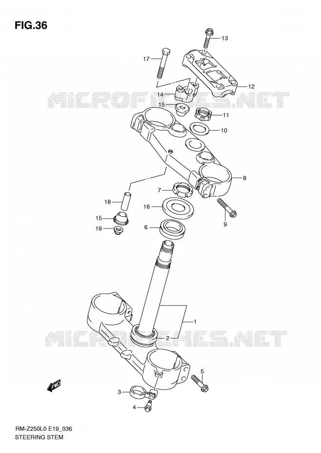 COLONNE DE DIRECTION Suzuki MOTO 250 RM-Z 2010  RM-Z250L0(E19)