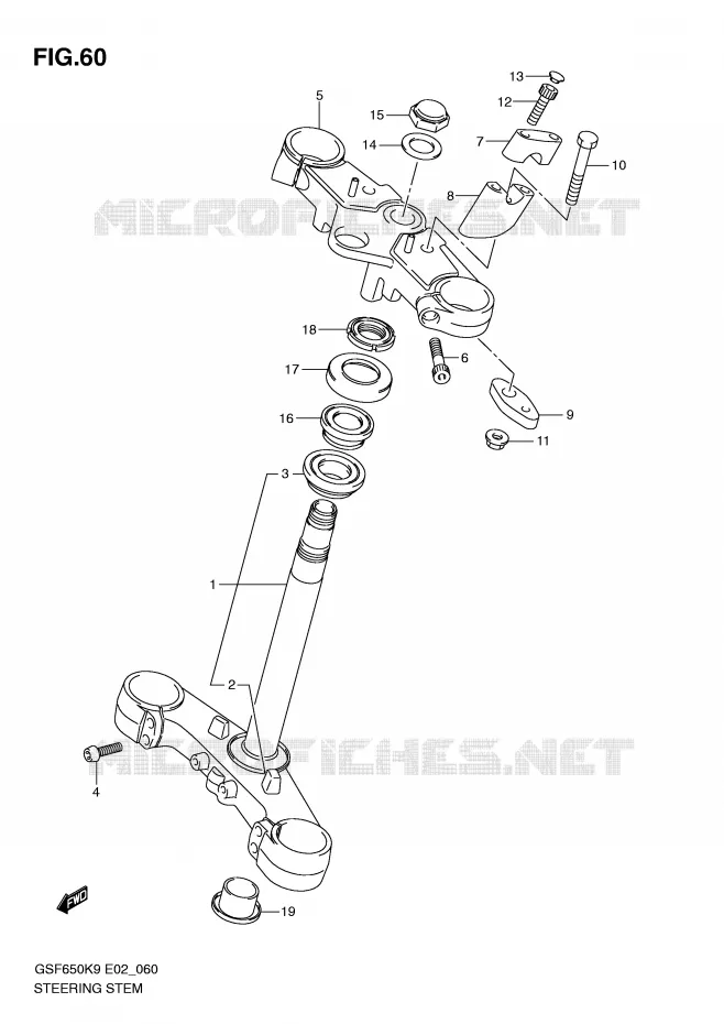 COLONNE DE DIRECTION Suzuki MOTO 650 BANDIT 2009  GSF650K9(E2)