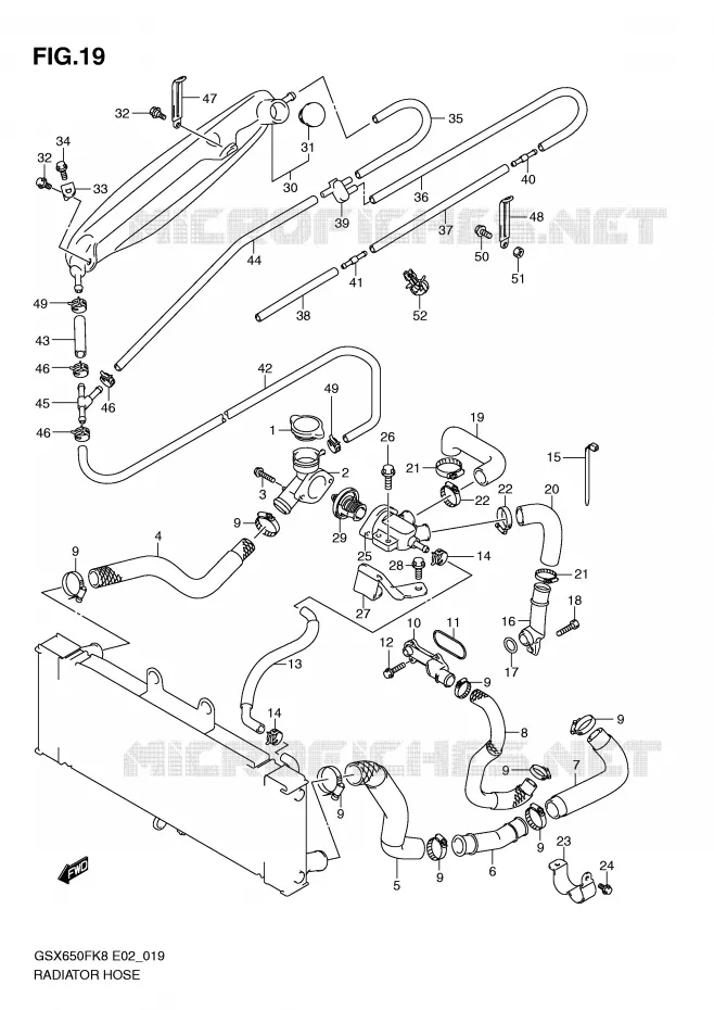 DURITE DE RADIATEUR Suzuki MOTO 650 GSX-F 2010  GSX650FUL0(E2)