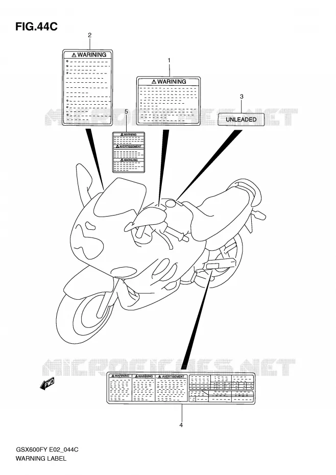 ETIQUETTE D'AVERTISSEMENT (MODELE K2) Suzuki MOTO 600 GSX-F 2001  GSX600FK1(E2)