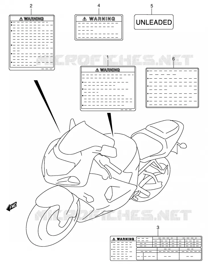 ETIQUETTE (MODELE K2/K3) Suzuki MOTO 750 GSX-R 2002  GSX-R750U1K2(E2)