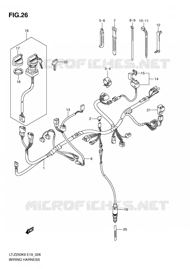 FAISCEAU ELECTRIQUE Suzuki QUAD 250 QUADSPORT 2010  LT-Z250ZL0(E19)