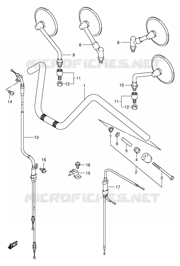 GUIDON (MODELE Y/K1/K2/K3) Suzuki MOTO 1400 INTRUDER 2002  VS1400GLPK2(E2)